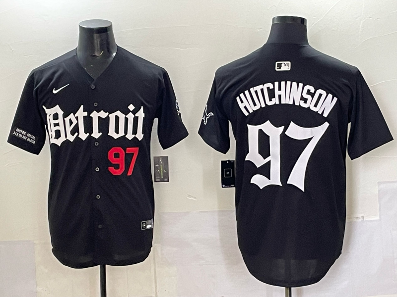 Men 2025 Detroit Lions #97 Hutchinson Black NFL jersey 005->youth mlb jersey->Youth Jersey